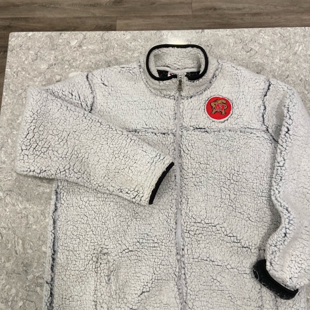 University of Maryland Terps Champion Sherpa White Textured Jacket-Large
